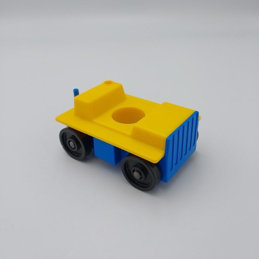 Vintage Fisher Price Little People Airport Tram Truck Blue Yellow